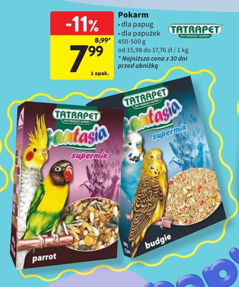 Pokarm dla papug budgie Tatrapet promocja