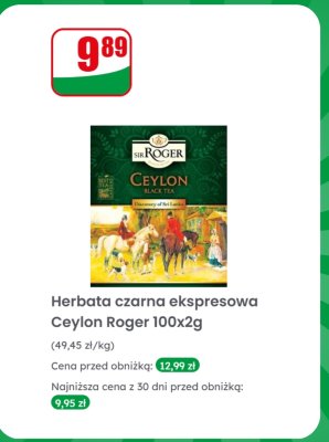 Herbata czarna ekspresowa Ceylon 100 torebek promocja w Dino