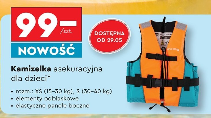 Kamizelka asekuracyjna trust pomarańczowa rozm. xs Spokey promocja w Biedronka