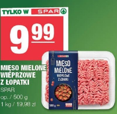 Mięso mielone wieprzowe z łopatki Spar promocja w SPAR