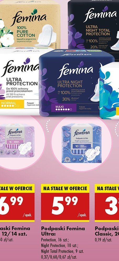 Podpaski normal Femina pro comfort promocja w Biedronka