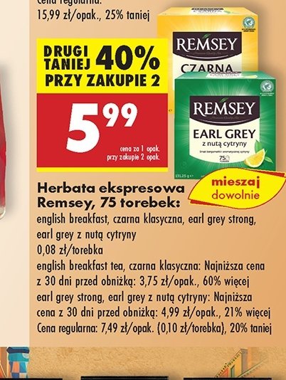 Herbata earl grey z nutą cytryny Remsey promocja