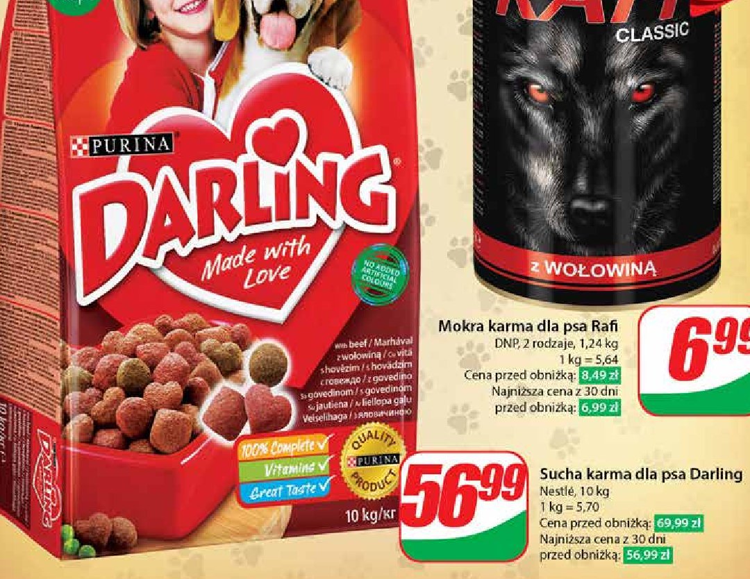 Karma dla psa drób-warzywa Purina darling promocja