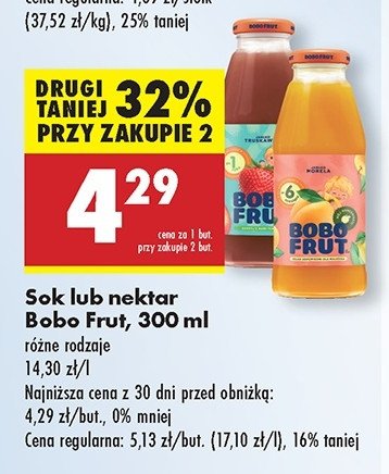 Nektar jabłko i truskawka Bobo frut promocja w Biedronka