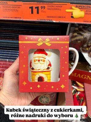 Kubek świąteczny z cukierkami promocja w Biedronka