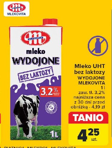 Mleko bez laktozy 3.2% Mlekovita wydojone promocja w Carrefour Market