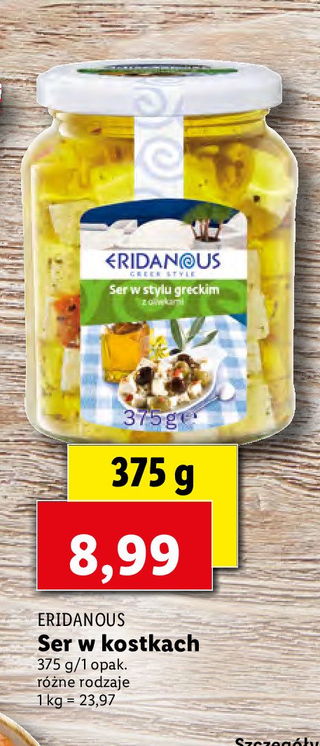 Ser sałatkowy w kostkach w oleju z oliwkami Eridanous promocja