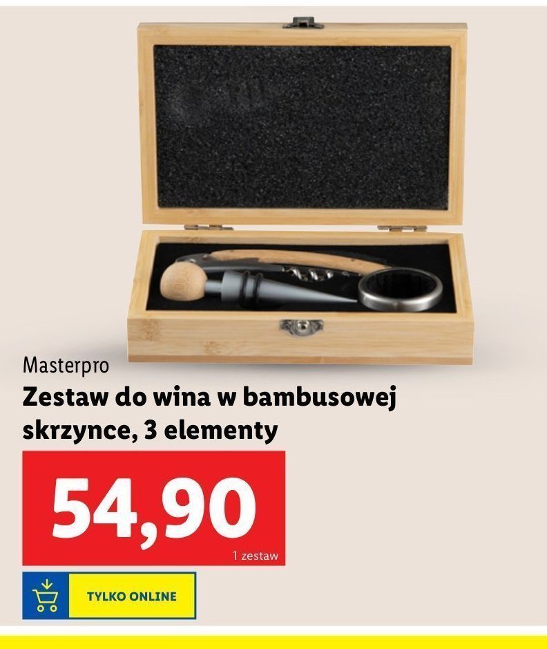 Zestaw do wina w skrzynce Masterpro promocja w Lidl