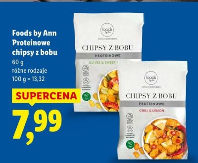 Chipsy z bobu proteinowe, różne rodzaje promocja w Lidl
