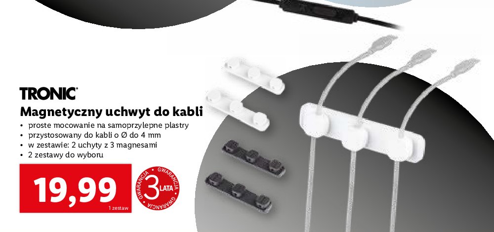 Uchwyt do kabli magnetyczny Tronic promocja