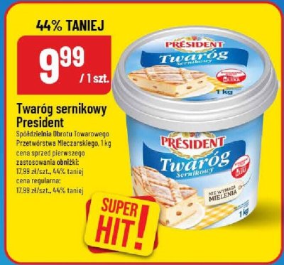 Twaróg sernikowy President promocja w POLOmarket