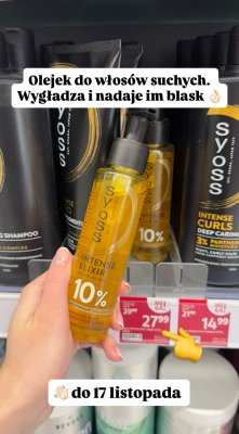 Olejek do włosów Syoss Intense Elixir Leave-In Oil 10% promocja w Rossmann