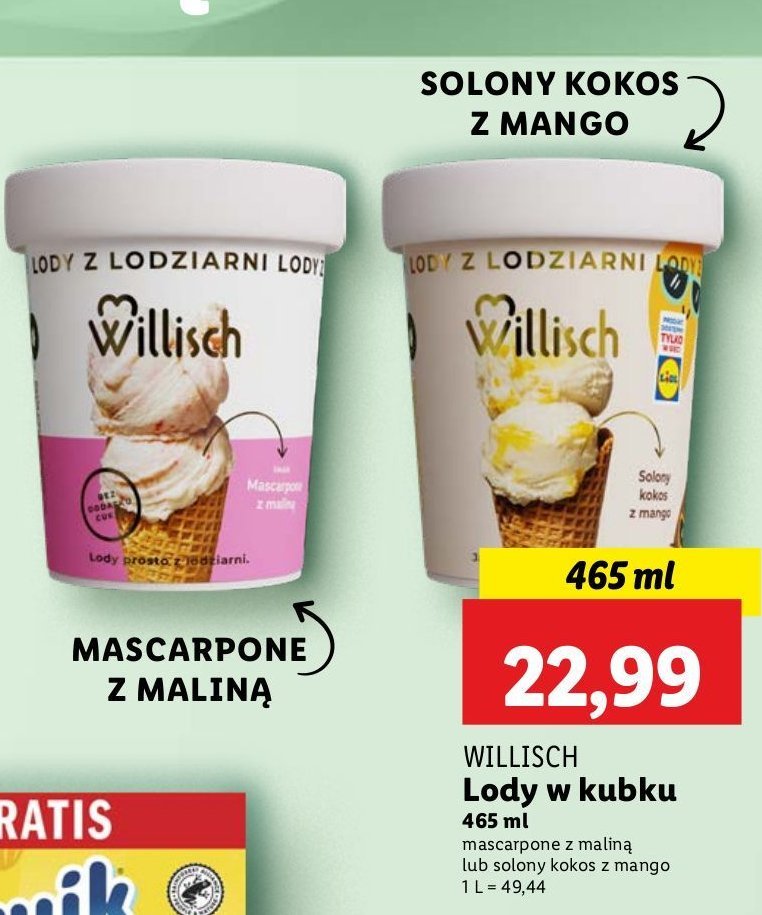 Lody solony kokos z mango Willisch promocja