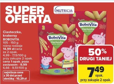 Ciasteczka, krakersy BoboVita różne rodzaje promocja w Carrefour