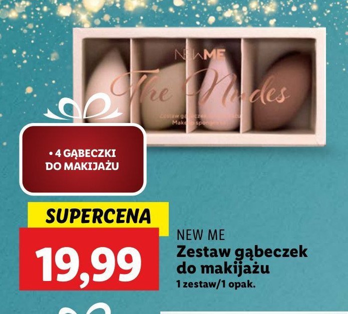 Zestaw 3 gąbeczek do makijażu + etui Newme promocja