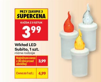 Wkład LED do zniczy, różne rodzaje promocja w Biedronka