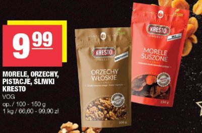 Morele, orzechy, pistacje, śliwki Kresto VOG promocja w SPAR