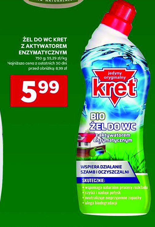 Żel do wc z aktywatorem enzymatycznym Kret bio promocja