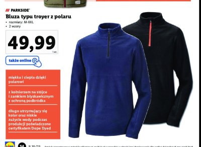 Bluza typu troyer z polaru m-xxl Parkside promocja