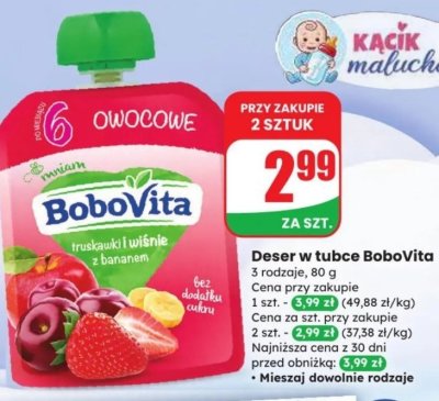 Deser w tubce BoboVita 3 rodzaje promocja w Dino