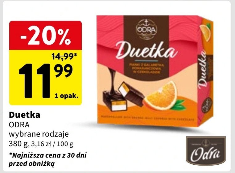 Pianka z galaretką pomarańczową w czekoladzie Odra duetka familijna promocja w Intermarche