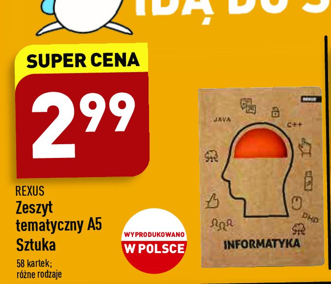 Zeszyt a5/58k informatyka Rexus promocja