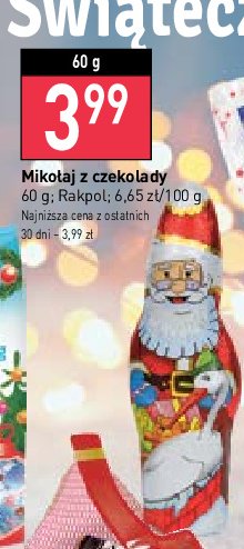 Mikołaj z czekolady Rakpol promocja