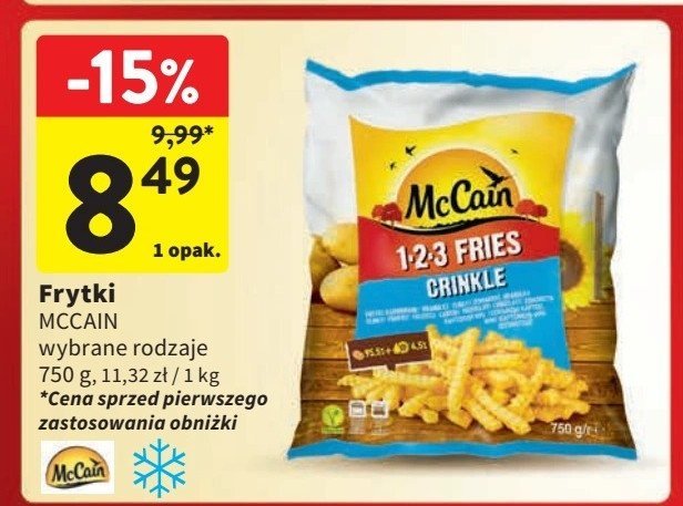 Frytki crinkle Mccain 1-2-3 promocja