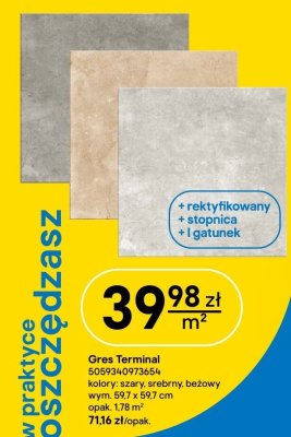 Gres Terminal kolory: szary, srebrny, beżowy wym. 59.7 x 59.7 cm promocja w Castorama