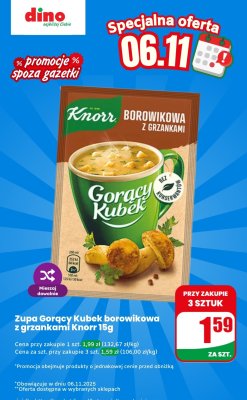 Zupa Gorący Kubek borowikowa z grzankami Knorr promocja w Dino