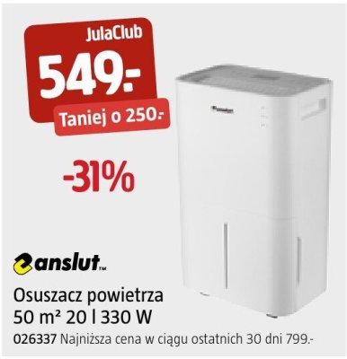 Osuszacz powietrza anslut 50 m² 20 l 330 W promocja w Jula