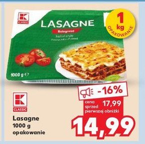 Lasagne bolognese K-classic promocja w Kaufland