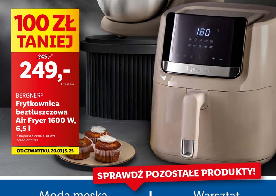 Frytkownica beztłuszczowa 1600w Bergner promocja w Lidl