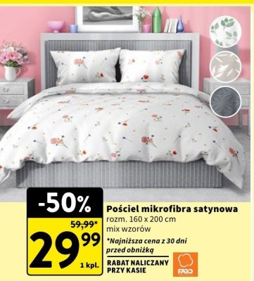 Pościel mikrofibra satynowa rozmiar 160 x 200 cm mix wzorów promocja w Intermarche