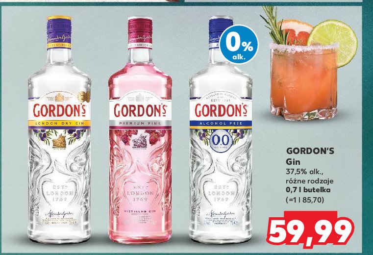 Gin bezalkoholowy Gordon's 0.0% promocja