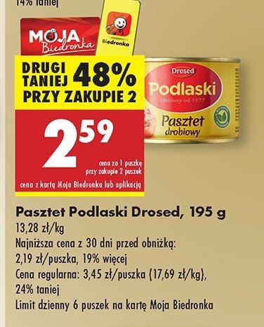 Pasztet drobiowy Drosed podlaski promocja w Biedronka