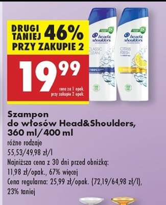Szampon do w艂os贸w citrus fresh Head&shoulders promocja