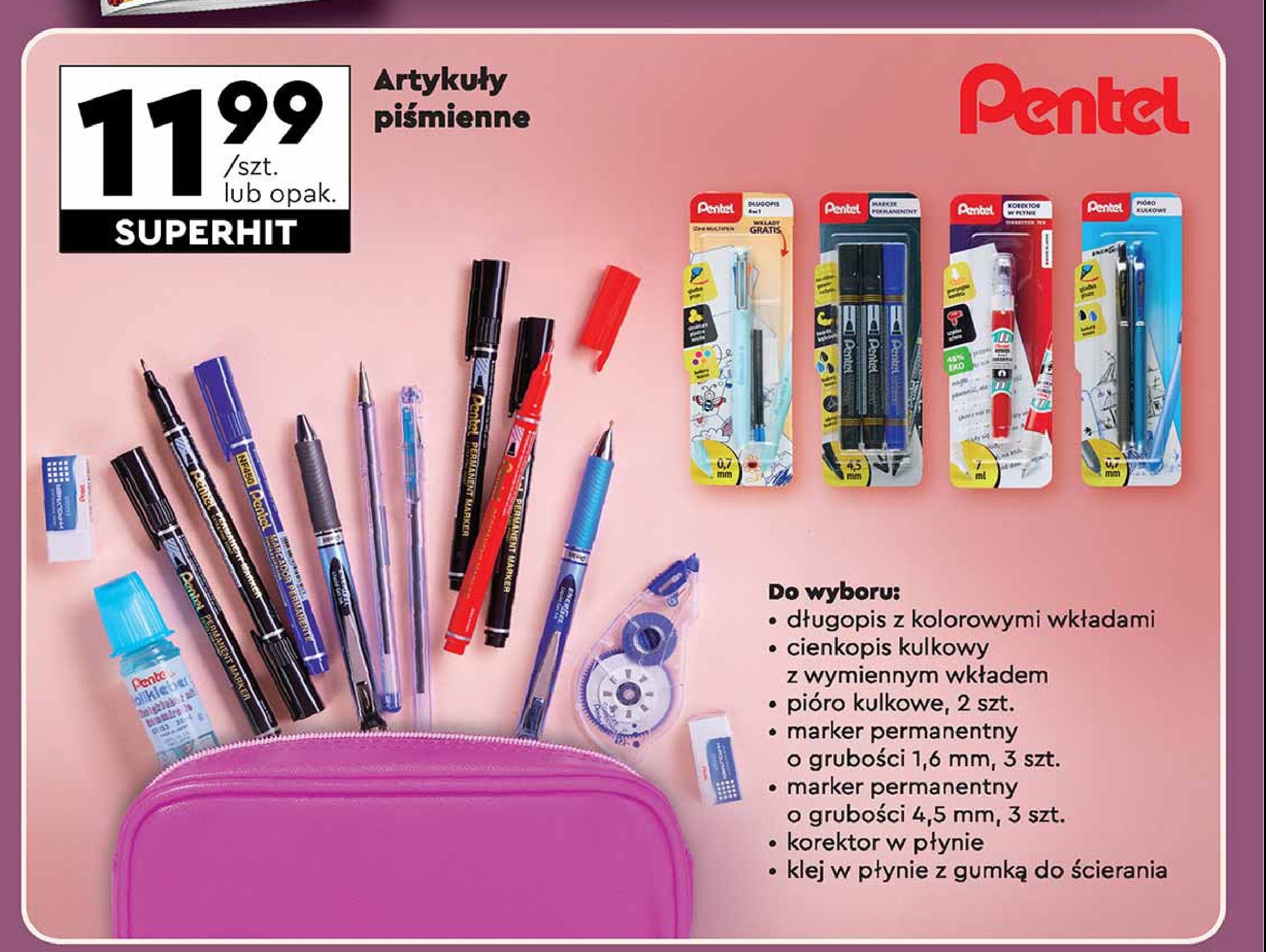 Marker permanentny 4.5 mm Pentel promocja w Biedronka