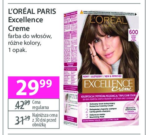 Farba do włosów 600 ciemny blond L'oreal excellence creme promocja