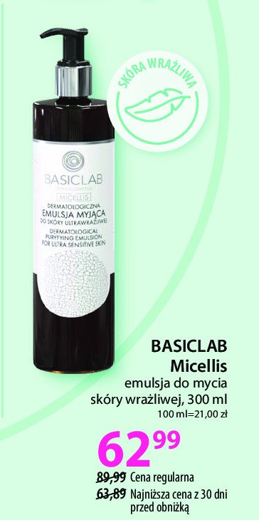 Emulsja myjąca do skóry ultrawrażliwej Basiclab micellis promocja