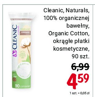 Płatki kosmetyczne naturals organic cotton Cleanic promocja