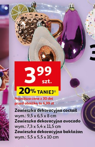 Zawieszka dekoracyjna coctail 7.3 x 5.4 x 11.5 cm Actuel promocja w Auchan