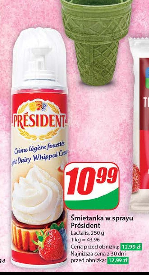 Bita śmietana w sprayu President promocja w Dino
