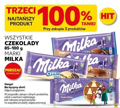 Czekolady Milka 85-100 g trzeci -100% taniej promocja w Kaufland