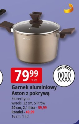 Garnek aluminiowy Aston z pokrywą Florentyna promocja w Leclerc