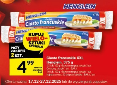 Ciasto francuskie XXL Henglein, 375 g promocja w Twój Market