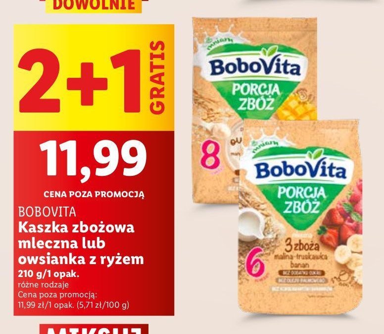 Owsianka z ryżem mango- marakuja- banan Bobovita porcja zbóż promocja