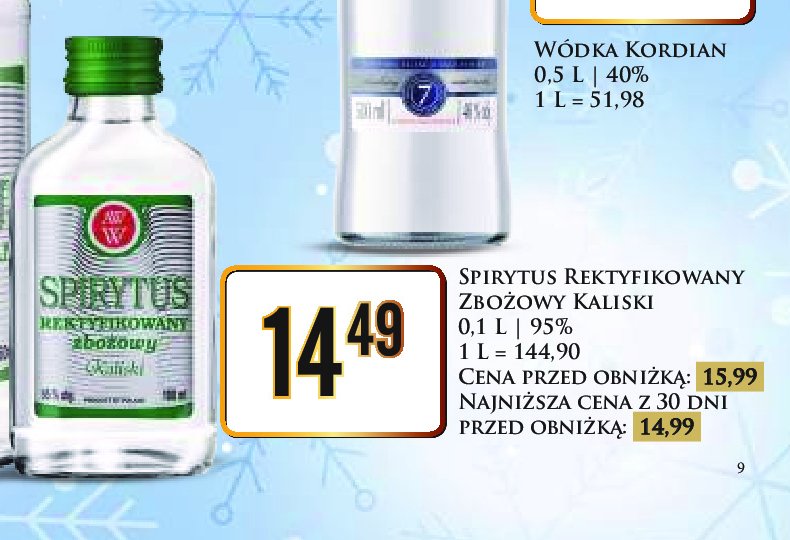 Spirytus zbożowy SPIRYTUS KALISKI promocja w Dino