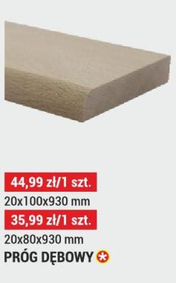 Deska drewniana próg dębowy 20x100x930 mm promocja w Merkury Market