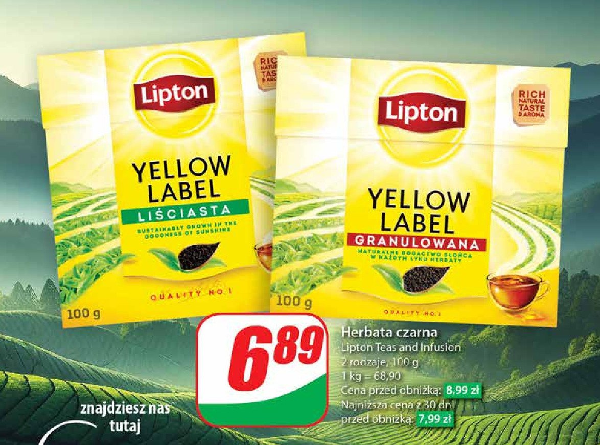 Herbata liściasta Lipton yellow label tea promocja